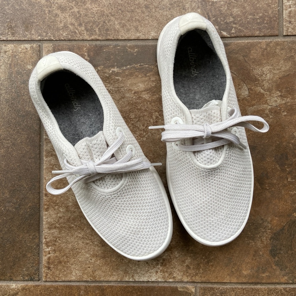 Allbirds Tree Skippers White Sneakers Women’s Size 8 Lace-Up Casual Shoes